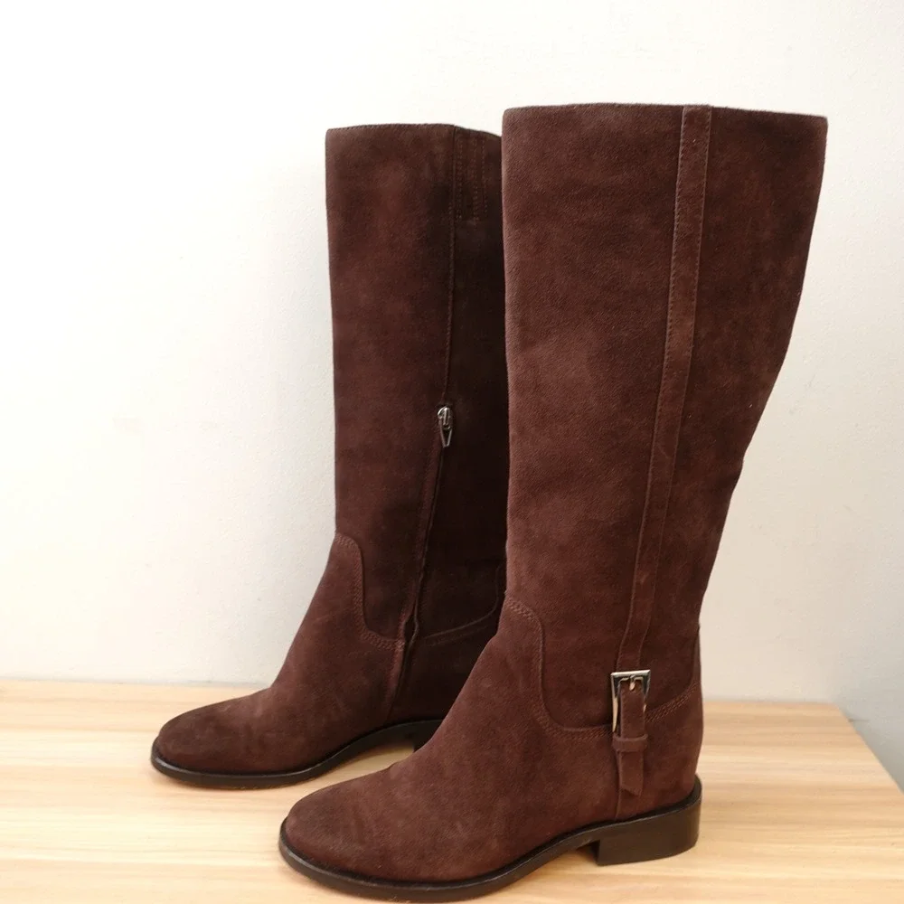 Dolce Vita Womens Knee High Boots 10 Dark Brown Suede Y2K Tech Waterproof $275
